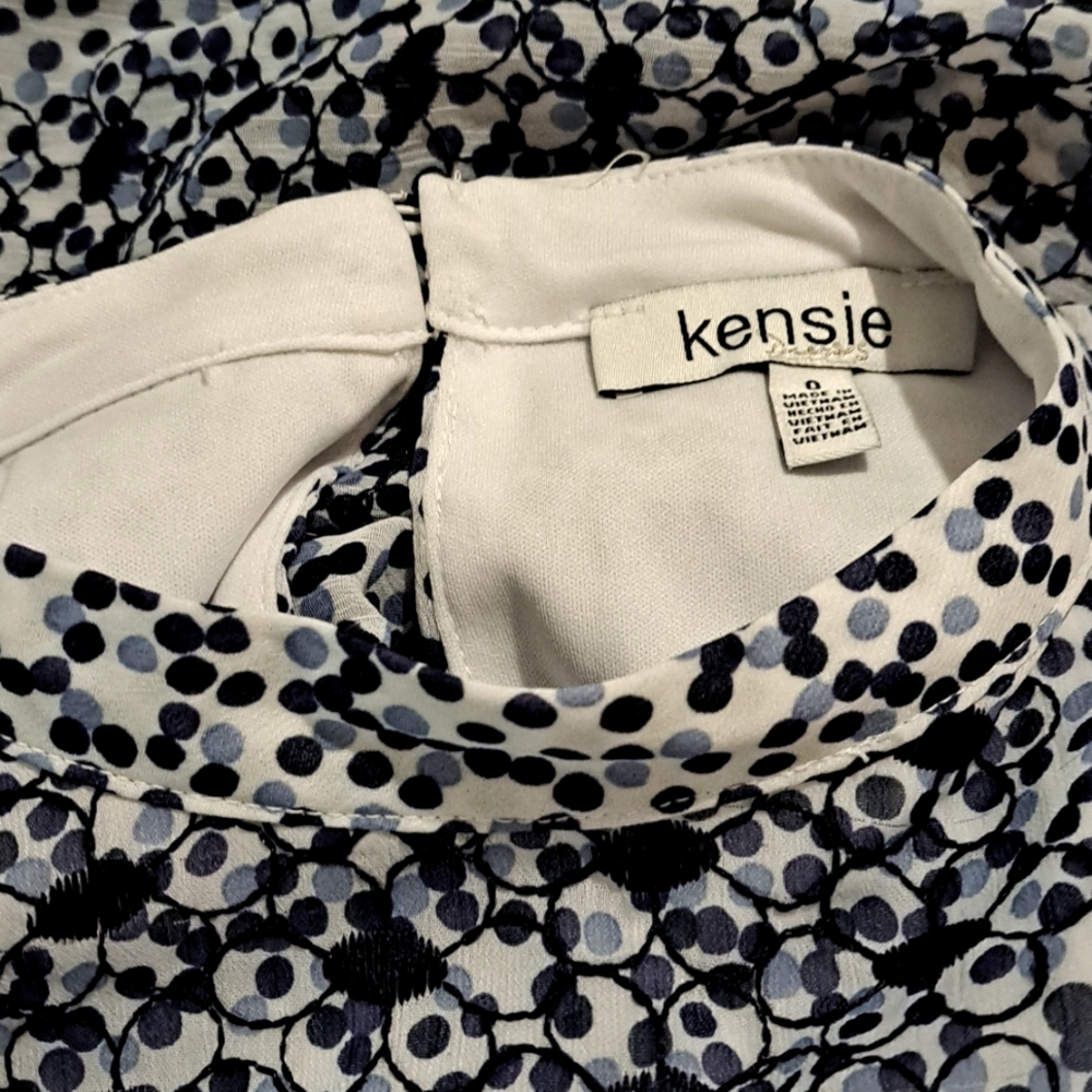 KENSIE Womens Boho Blue Dots Sheer Lined Sleeveless Keyhole Maxi Dress, Sz 0, 4 - Picture 3 of 7